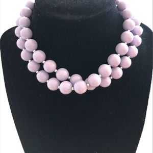 Vtg 80s Softgirl Long Lavender‎ Ceramic Bead Necklace